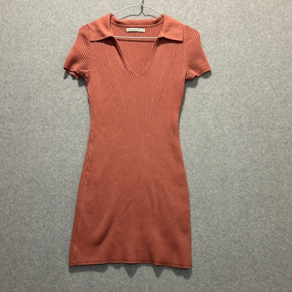 Abercrombie & Fitch Y2K Women's Pink Ribbed Collared Mini Dress Size S